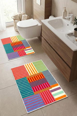 2 alfombras de baño - Multicolor - 40 x 60 cm, 60 x 90 cm