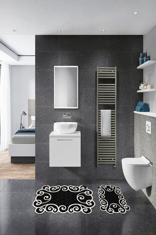 2 alfombras de baño - Negro - 50 x 60 / 60 x 100 cm