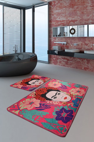 2 alfombras de baño - Rosa - 50 x 60 cm/60 x 100 cm