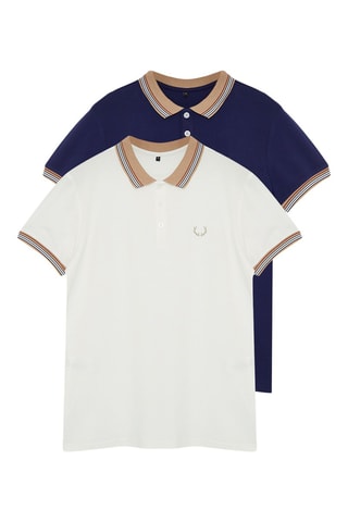 2 polos slim - Blanc et bleu