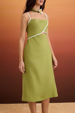 Robe droite en lin - Vert