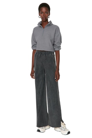 Pantalon taille haute - Gris