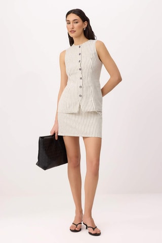 Gilet sans manches et minijupe taille haute - Blanc