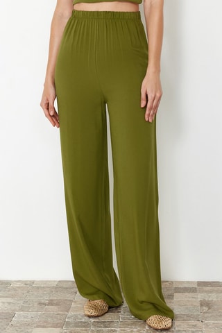 Crop top bustier et pantalon taille haute - Vert
