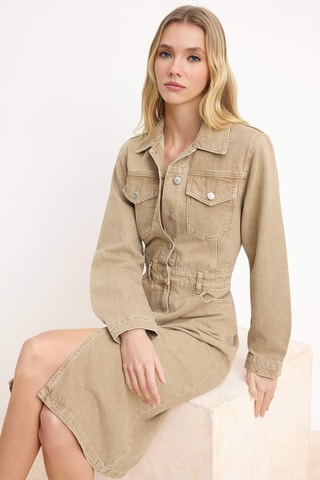 Robe droite en jean - Beige
