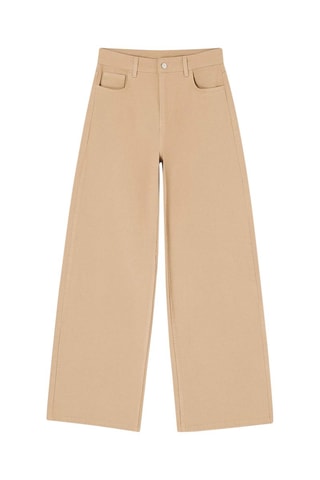 Jeans wide legs a vita alta - Beige