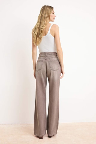 Jean wide legs taille haute - Marron