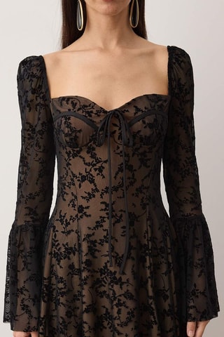 Vestido evasé de encaje - Negro