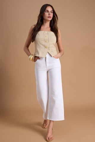 Jean wide legs taille haute - Blanc