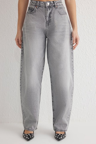 Jeans a vita alta - Grigio