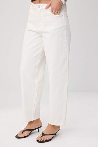Jeans barrel a vita alta - Ecrù