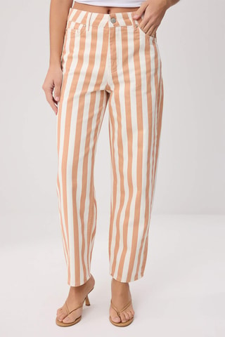 Jeans barrel a vita alta - Blu, giallo e rosso
