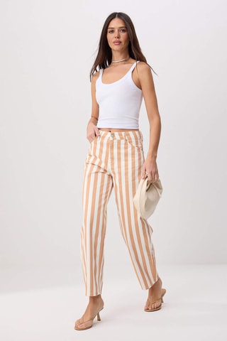 Jeans barrel a vita alta - Blu, giallo e rosso