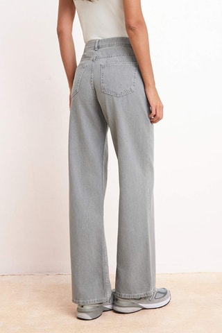 Jeans wide legs a vita alta - Grigio