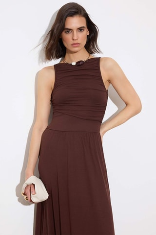 Abito drappeggiato - Marrone