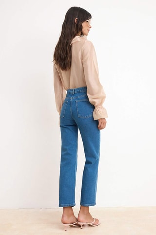 Jeans straight a vita alta - Blu