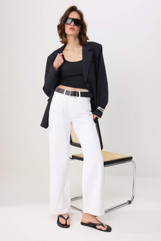 Jeans wide legs a vita alta - Bianco