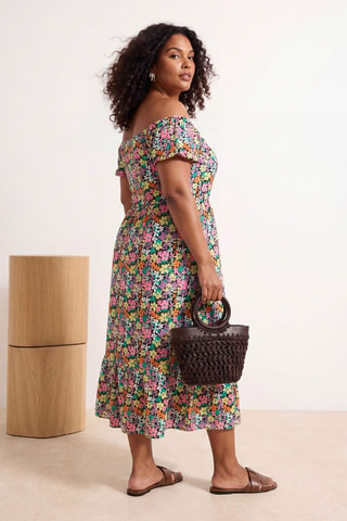 Robe midi - Bleu, jaune et rouge