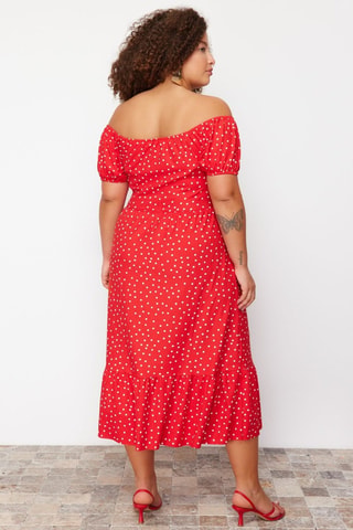 Robe midi - Blanc et rouge