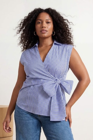 Camicia annodata senza maniche - Blu
