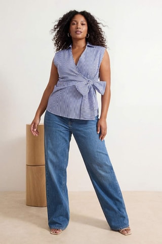 Camicia annodata senza maniche - Blu