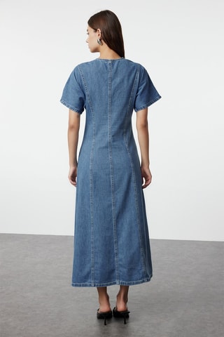 Vestido midi vaquero - Azul
