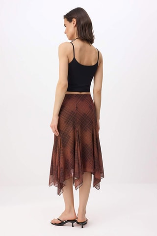Jupe midi - Kaki et marron foncé - Marron