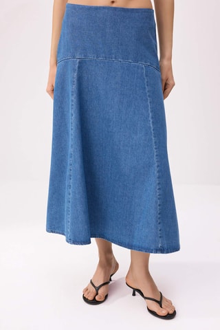 Jupe midi en jean - Bleu