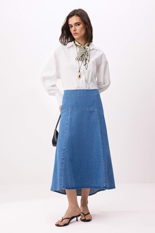 Jupe midi en jean - Bleu