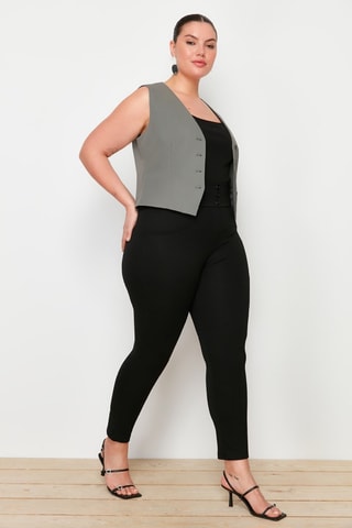 Pantalon cigarette taille haute - Noir