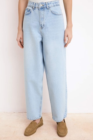 Jeans barrel a vita alta - Azzurro