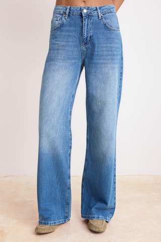 Jeans wide legs a vita alta - Blu