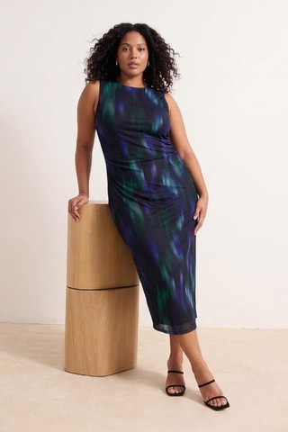 Robe midi sans manches - Bleu, jaune et rouge