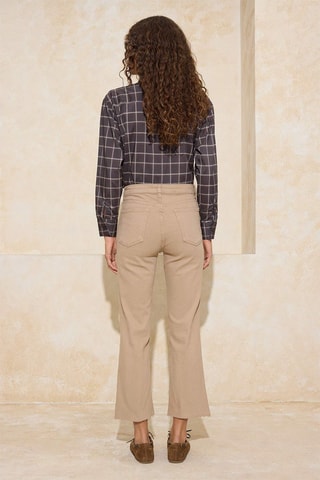 Jeans flare a vita alta - Marrone