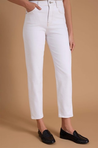 Jeans mom a vita alta - Bianco