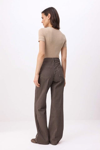 Jeans wide legs a vita alta - Marrone