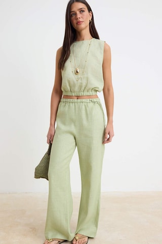 Pantalon en lin - Vert clair