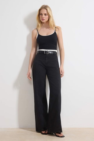 Jeans wide legs a vita alta - Nero