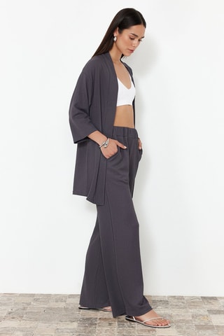 Kimono et pantalon taille haute - Gris