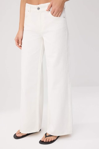 Jean wide legs taille haute - Écru