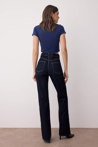 Jeans straight a vita alta - Blu