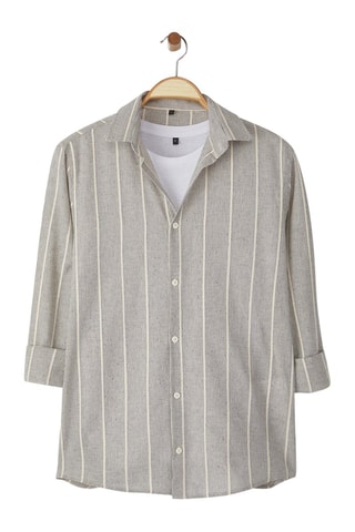 Chemise regular - Beige et bleu
