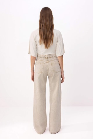 Jeans wide legs a vita alta - Beige