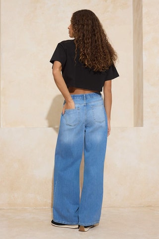 Jeans wide legs a vita alta - Blu