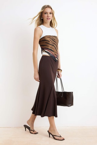 Jupe midi - Marron