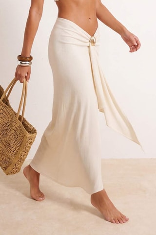 Crop top bustier et jupe de plage - Écru