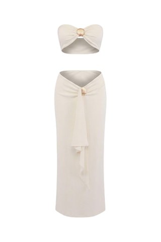 Crop top bustier et jupe de plage - Écru
