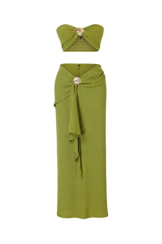 Crop top bustier et jupe de plage - Vert