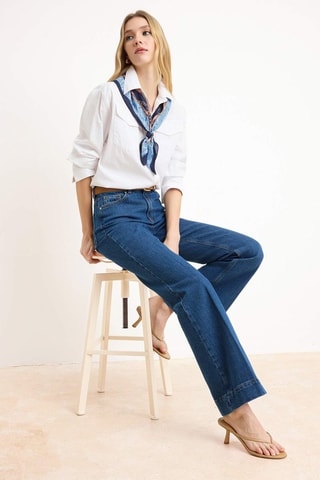 Jeans wide legs a vita alta - Blu