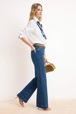 Jeans wide legs a vita alta - Blu